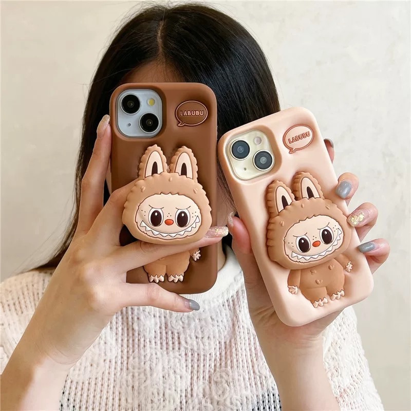 Labubu咖色粉色iPhone 手機殼