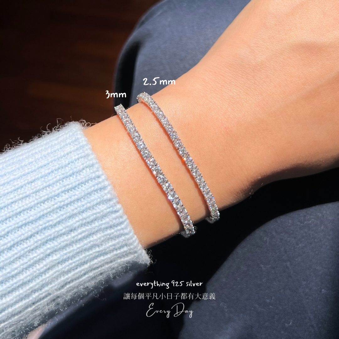 [詢問度超高！] 質感純銀．永恆經典 閃耀網球手鍊 （2.5mm鋯石）