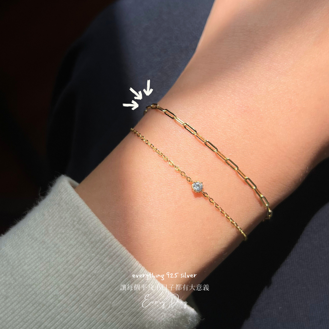 [2月新品] 質感純銀．時髦mini鍊條手鍊