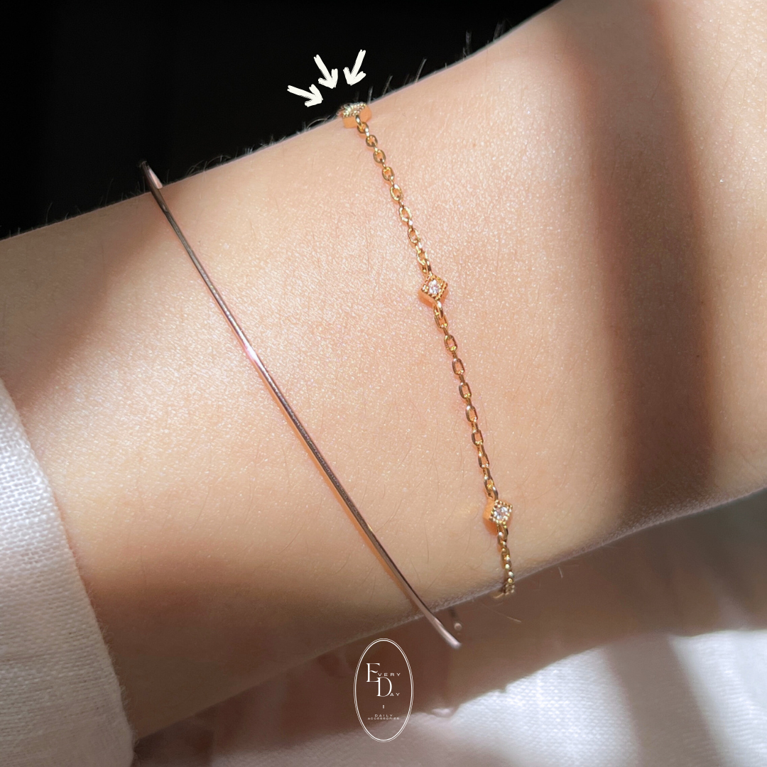 [8月新品！] 質感純銀．夏夜微光菱形手鍊