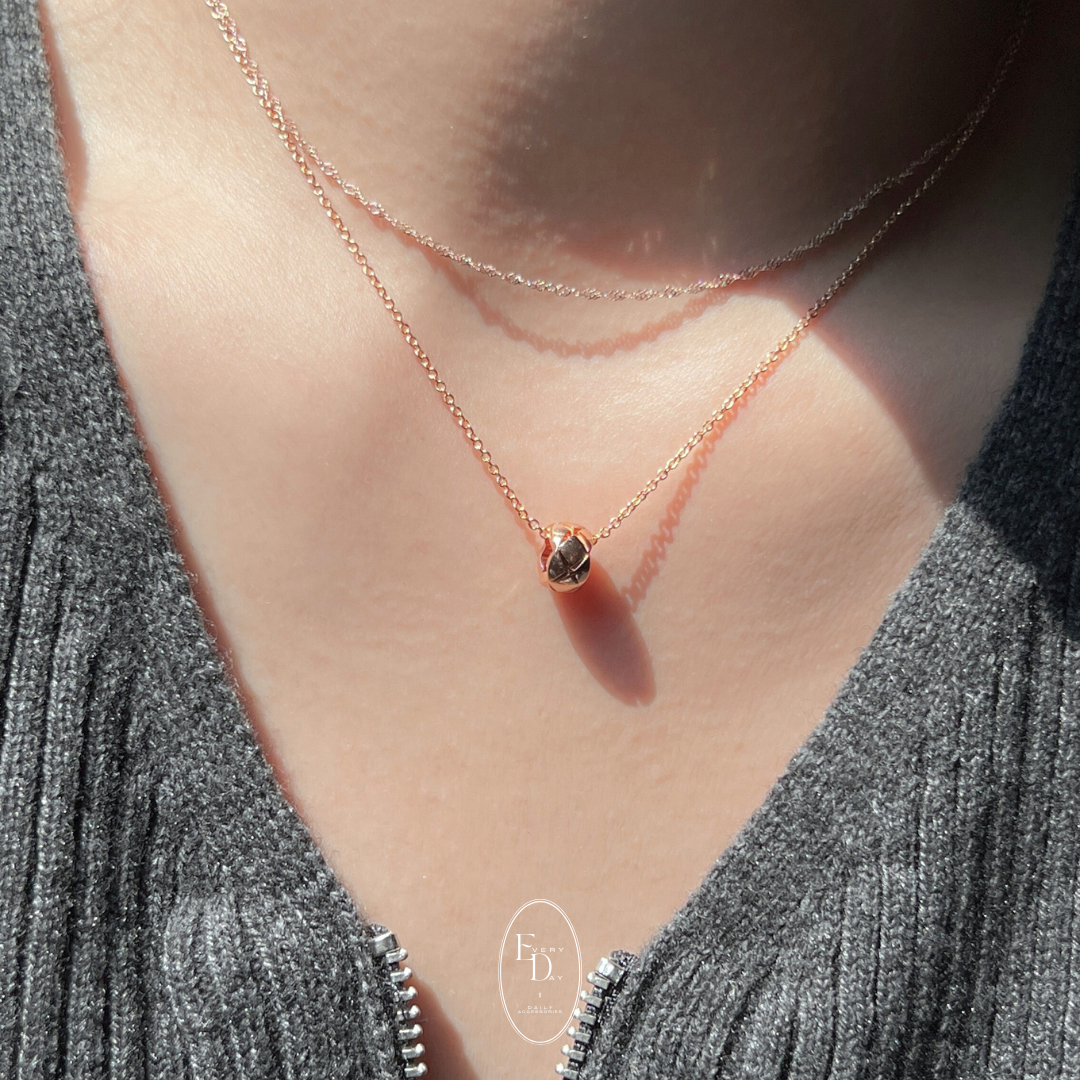 [11月新品！超人氣姊妹款] 質感純銀．Coco格紋甜甜圈項鍊