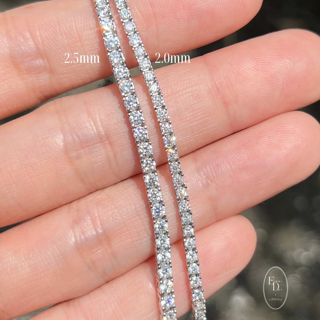 [詢問度超高！] 質感純銀．永恆經典 閃耀網球手鍊 （2.0mm鋯石）