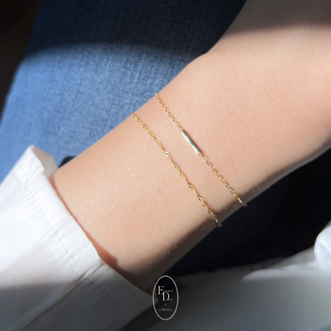 [2月新品！秀氣手鍊新成員] 質感純銀．小金條手鍊