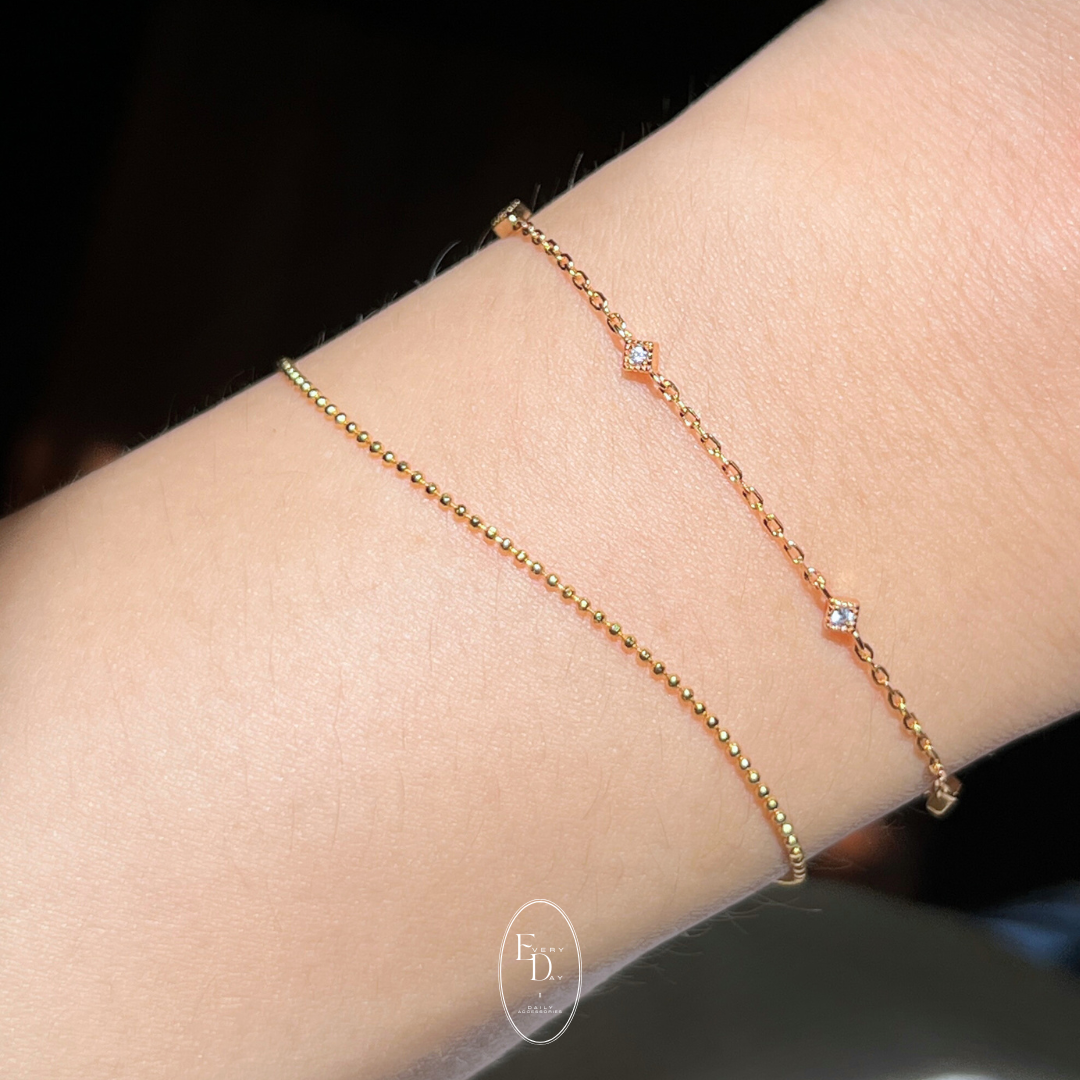 [新品！] 質感純銀．閃閃 mini 珠珠手鍊