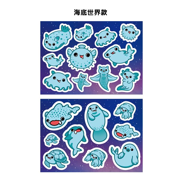 草履貓貼紙組-海底世界款