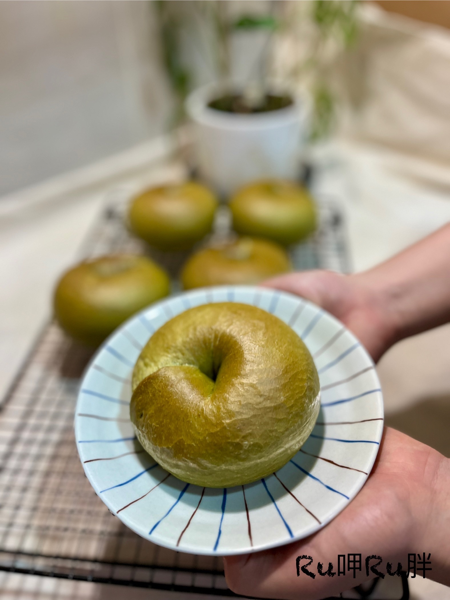 抹茶紅豆麻糬貝果