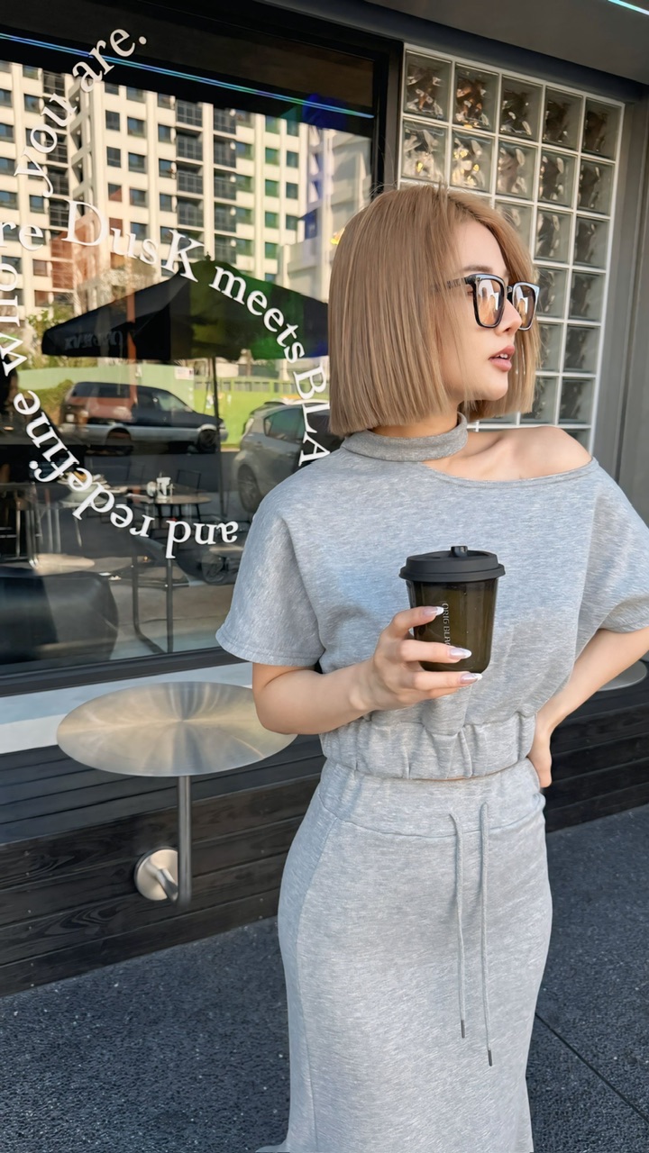 現貨｜慵懶斜肩魚尾裙套裝