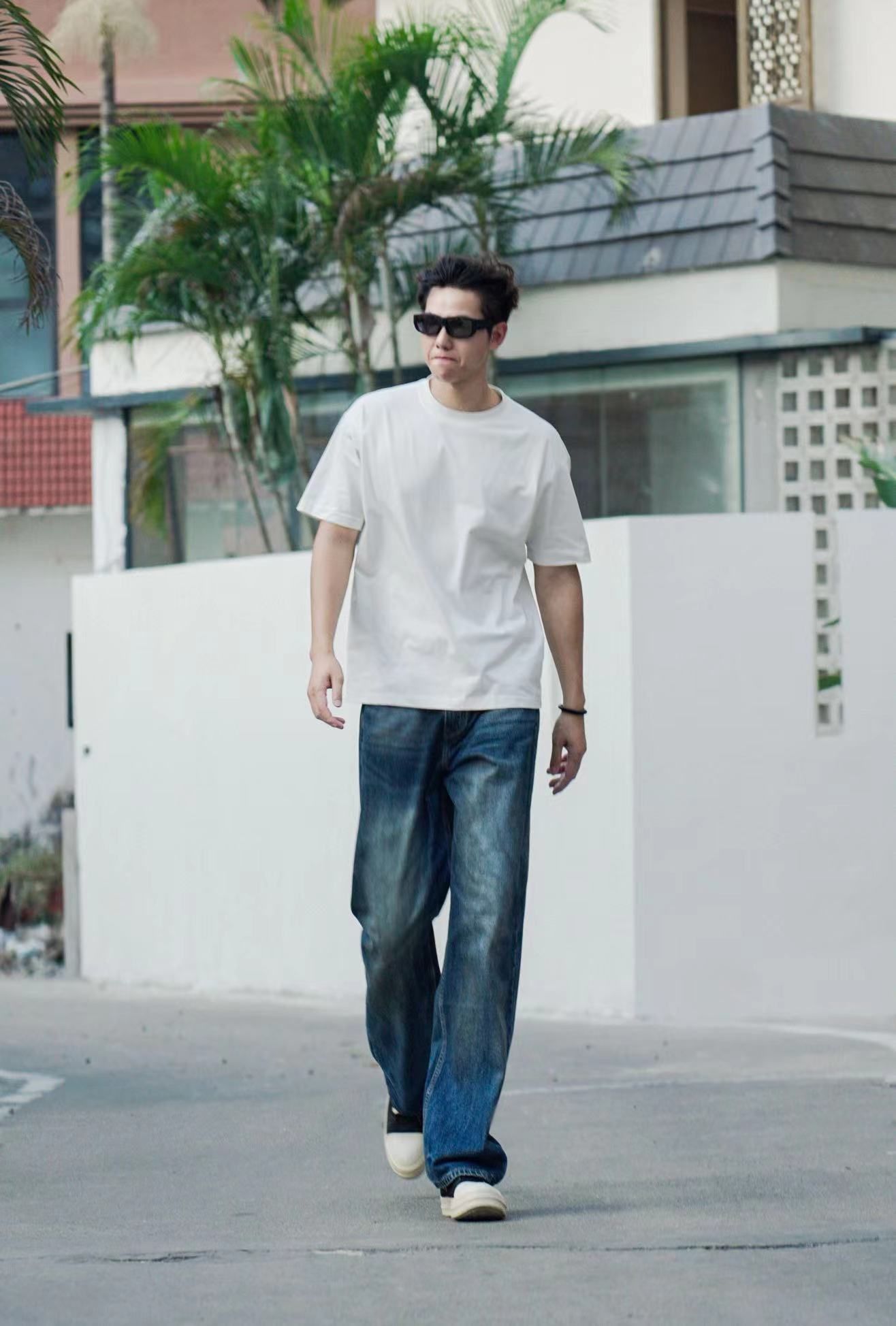 -預售-男款-100%純棉復古水洗做舊牛仔褲