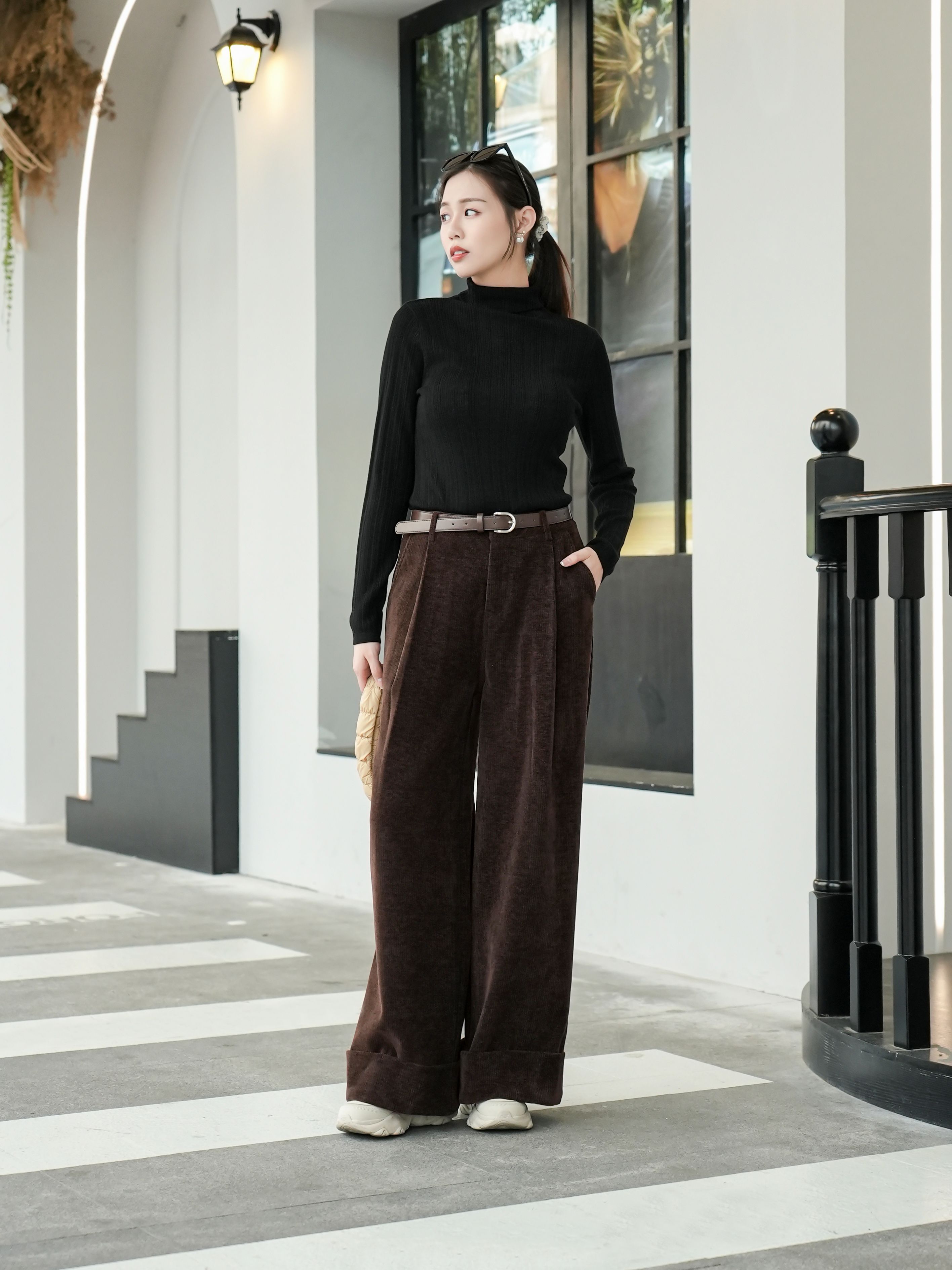 -預售-女款韓版闊腿褲（買就送皮帶）