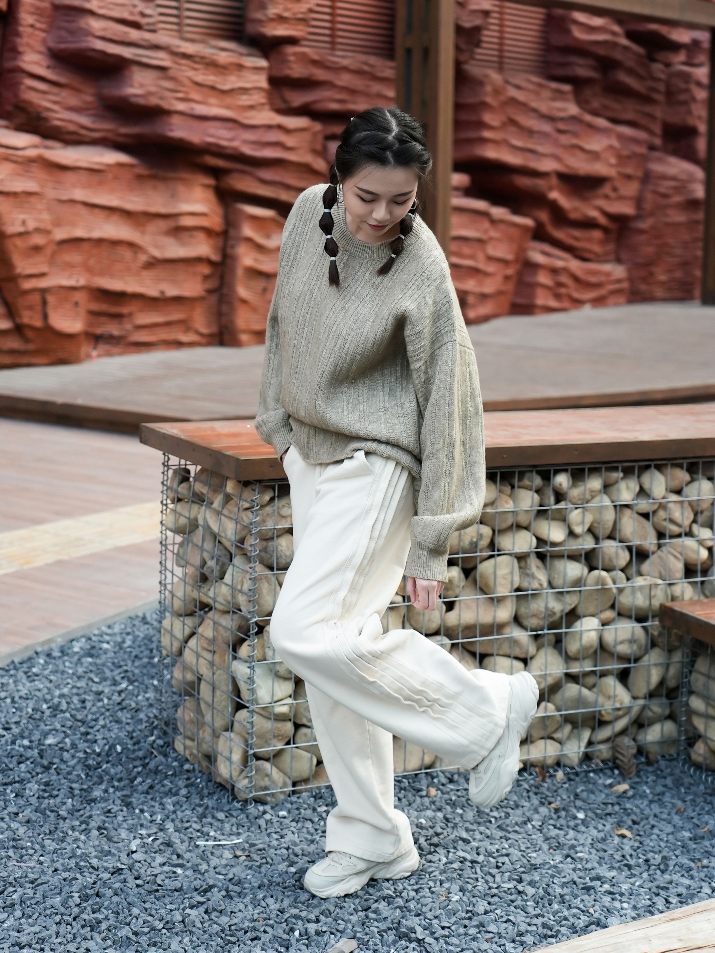 男女同款100%純棉垂感寬鬆直筒復古衛褲重磅加絨高街工裝闊腿褲運動休閒長褲