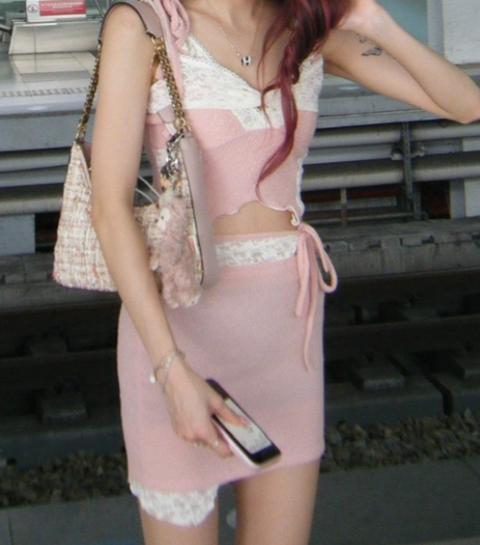 【正韓】溫柔甜美粉色套裝