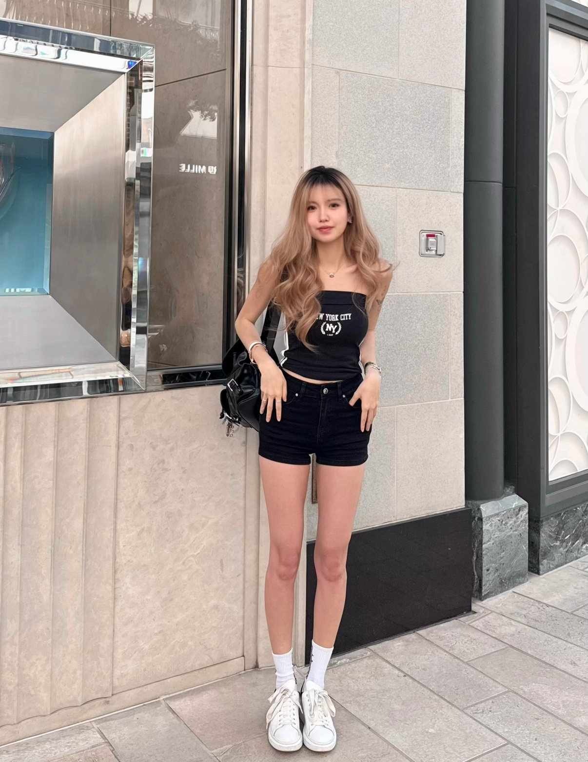 【美國購入美牌】黑色美式平口一字領上衣