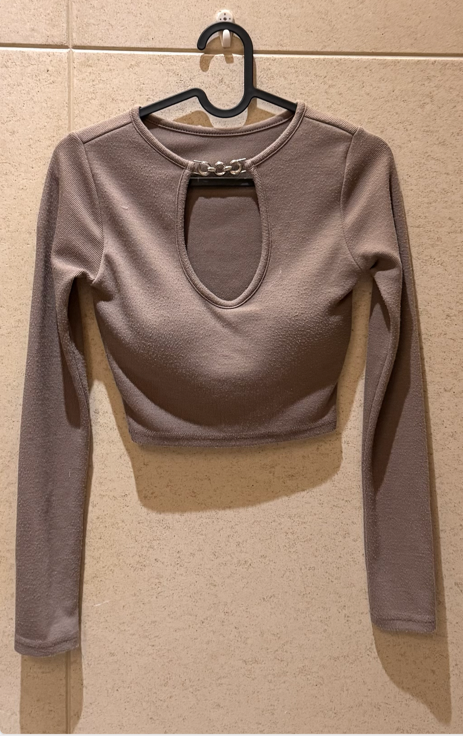 辣妹棕色簍空上衣（有胸墊）