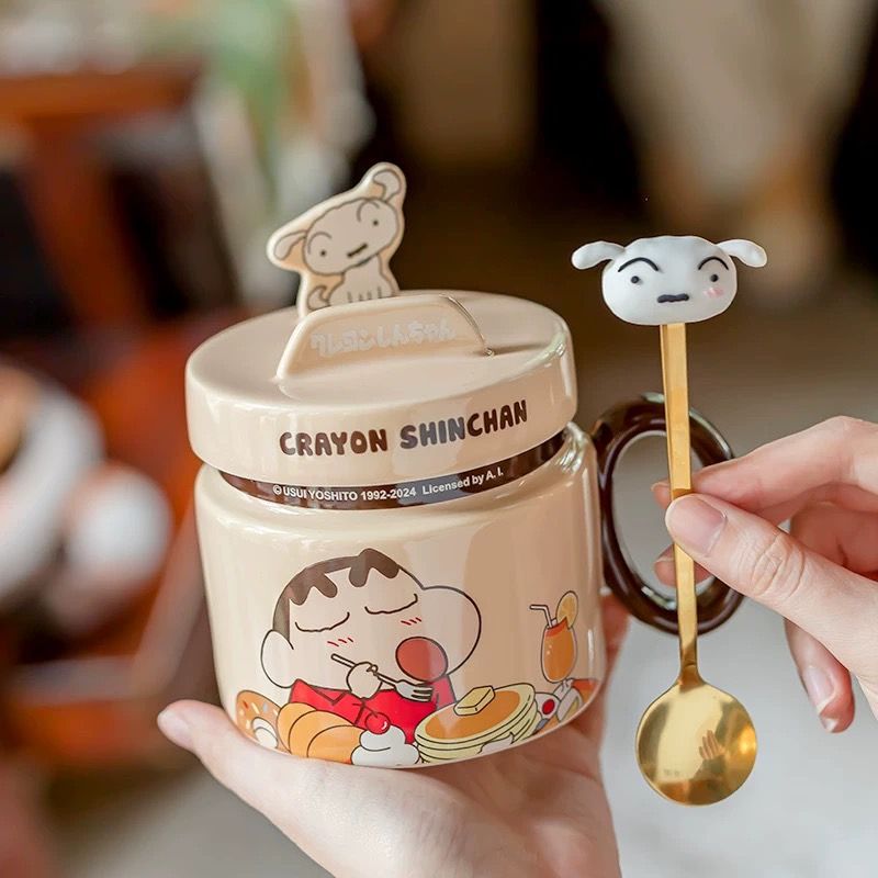蠟筆小新陶瓷杯子帶蓋馬克杯