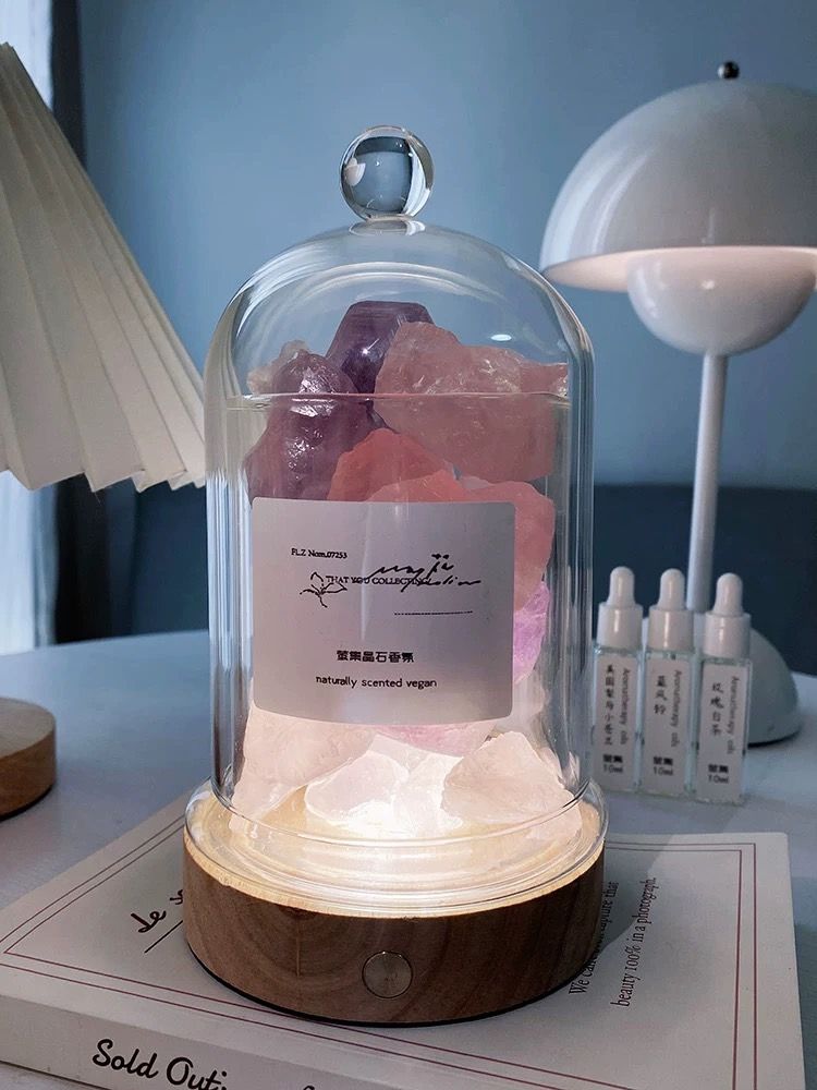 無火香薰精油擴香粉紫水晶擺件夜燈