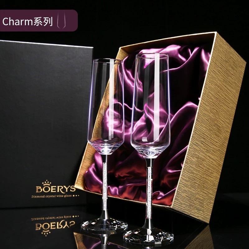 禮盒裝水晶鑽石香檳高腳杯