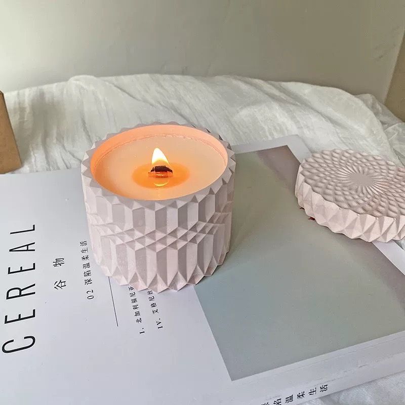 水泥石膏杯香薰木芯蠟燭