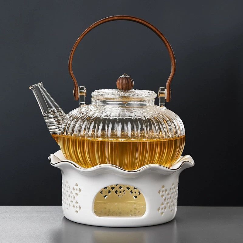 水果花茶壺套裝蠟燭加熱煮茶器