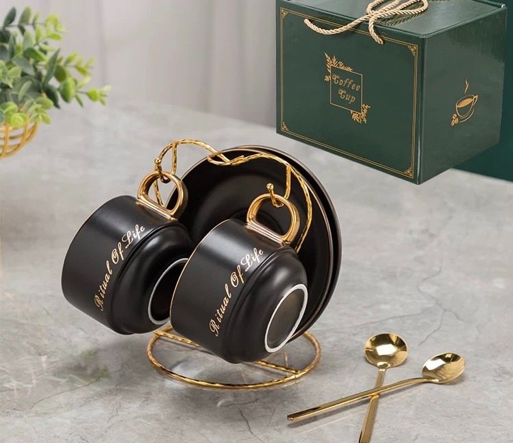 高檔精緻設計感情侶咖啡杯 （黑色）