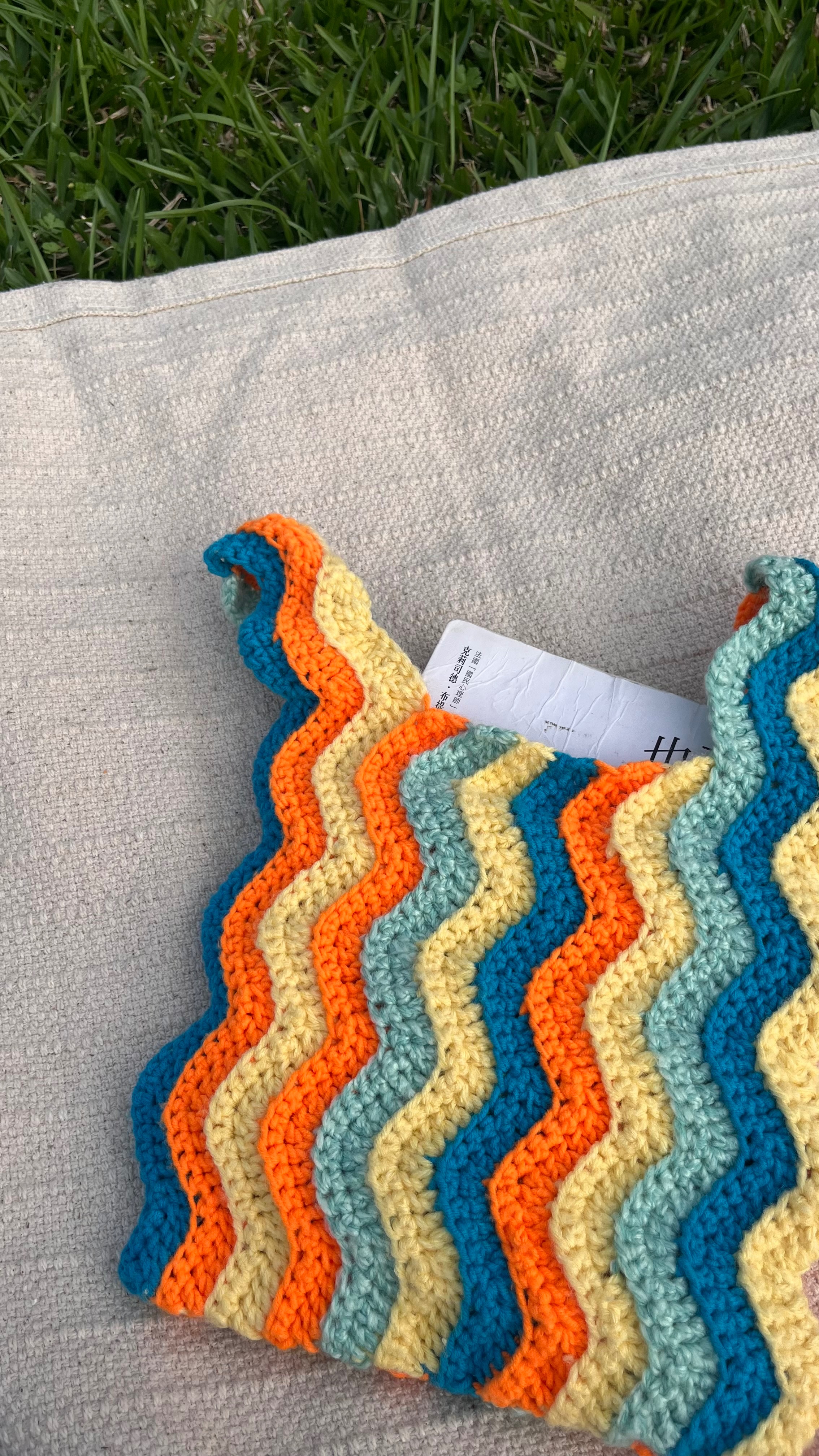 夏季海風多巴胺波浪包 手工鉤織肩背袋