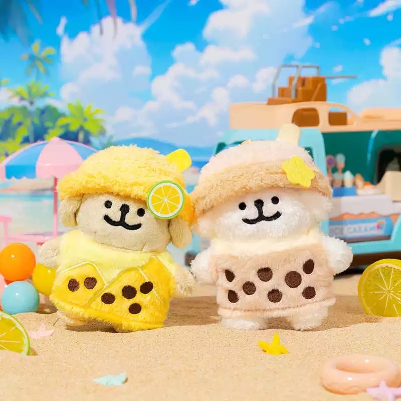 🧋正版線條小狗珍奶/檸檬茶娃娃吊飾🍋