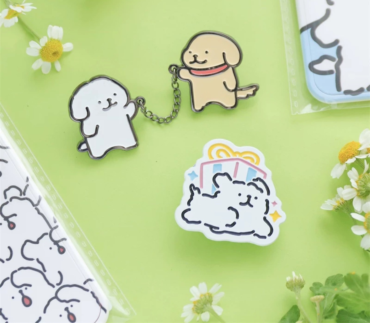 正版線條小狗系列金屬胸針