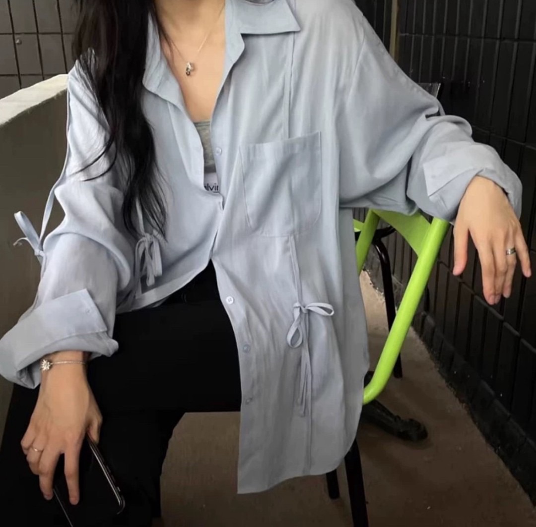 🦋蝴蝶結修身百搭襯衫
