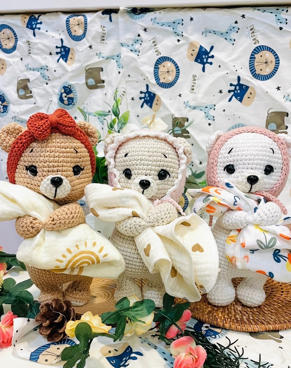 Yani’Y 手鉤房_ 純棉紗布巾安撫泰迪家族（紗布巾隨機）