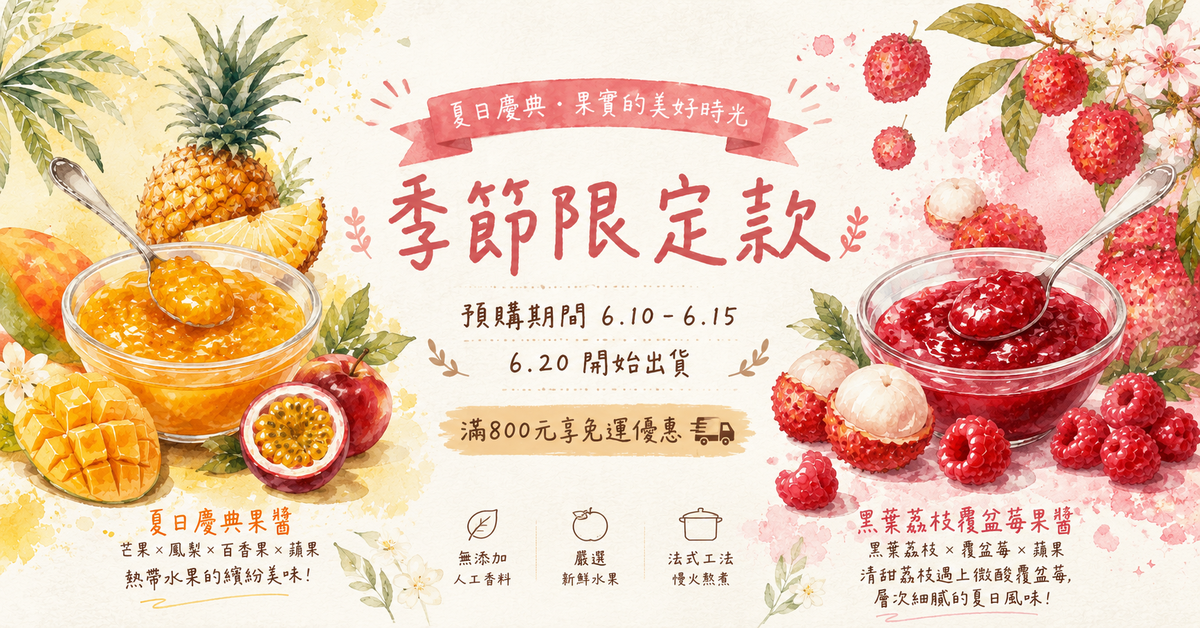 【夏日慶典】【荔枝覆盆子果醬】季節限定組合