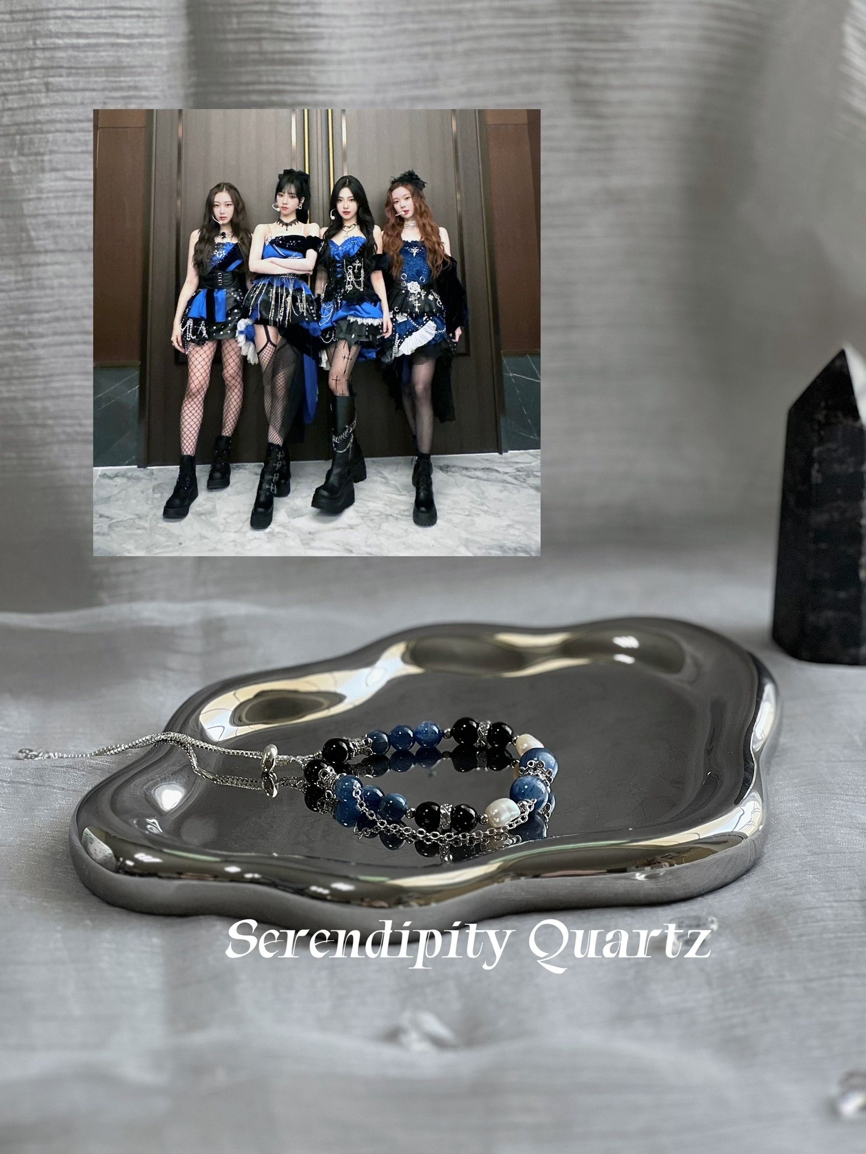 水晶伸縮鍊延長鏈手鍊-翩翩起舞💃🏻✨🦋-𝓐『Drama』ₒ৹॰ 金運石 藍晶石 天然珍珠