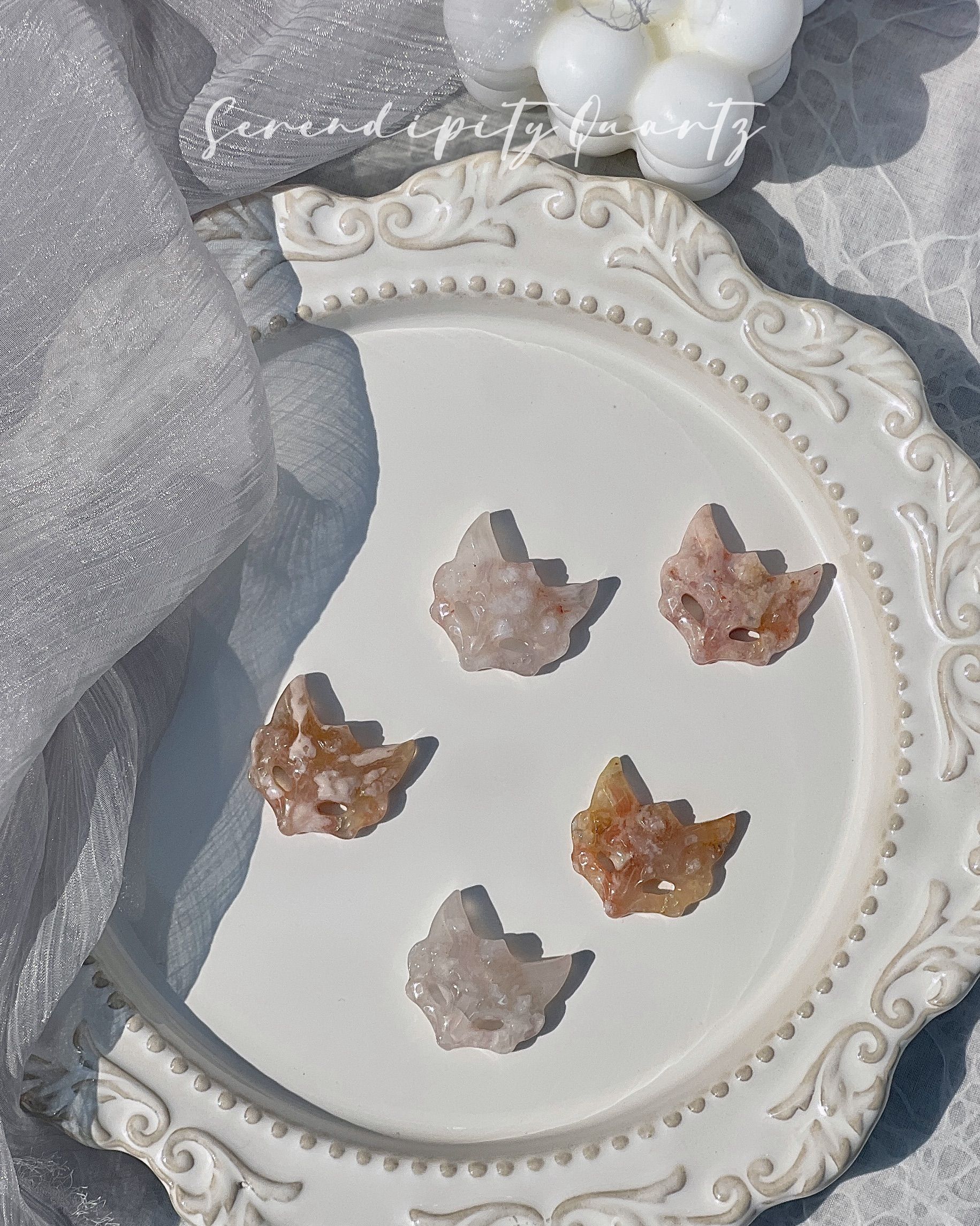 選礦-仙氣浪漫櫻花瑪瑙狐狸面具