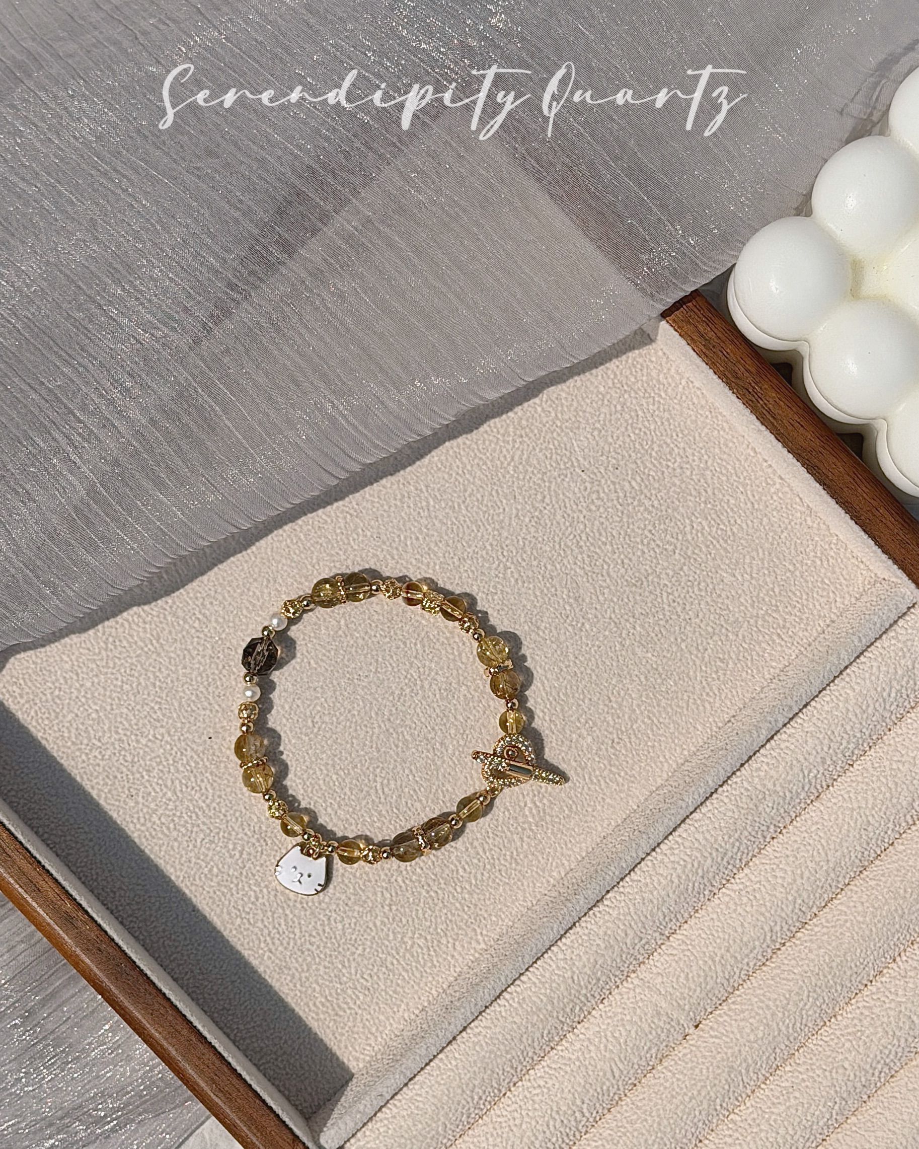 萌寵小寶貝-招財貓貓（ 鈦晶/黃水晶/茶晶/天然珍珠）