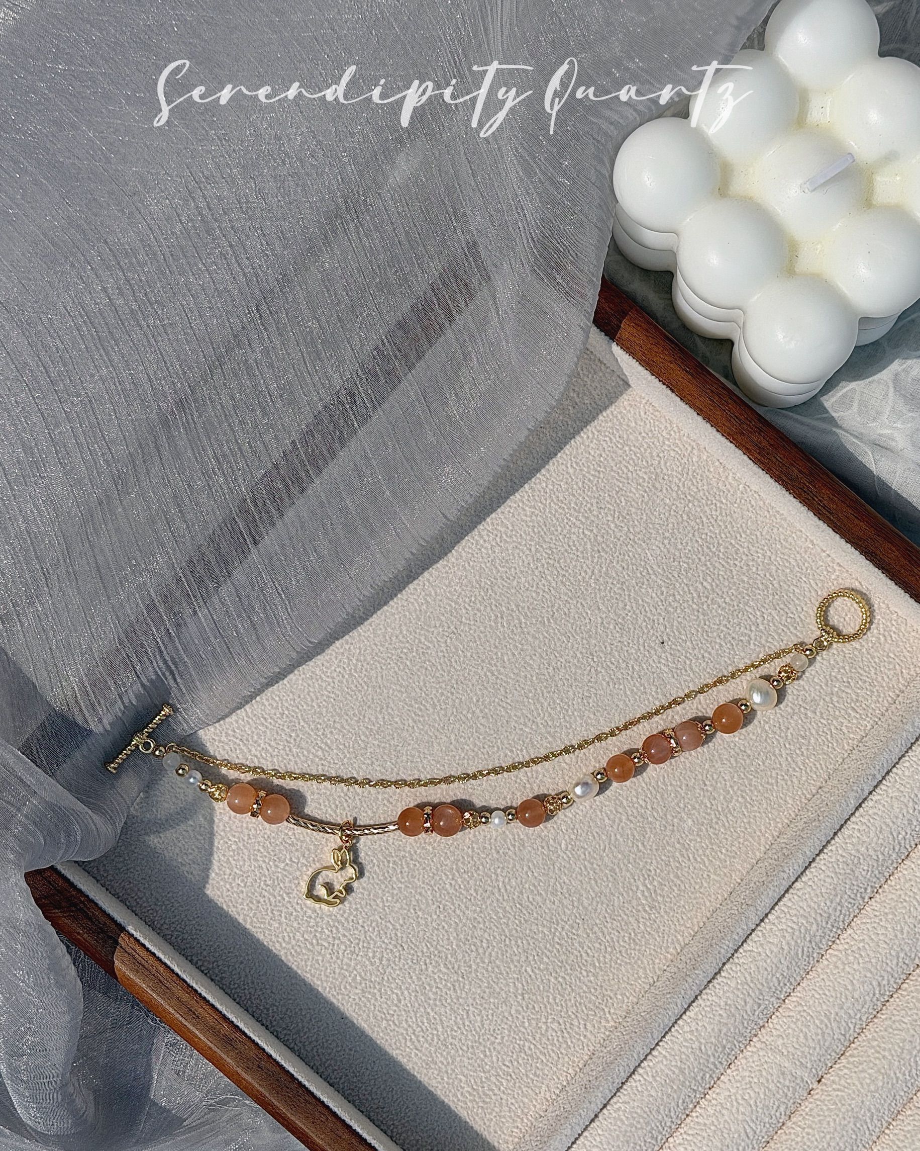 萌寵小寶貝-活力兔兔（橙月光/月光石/天然珍珠）