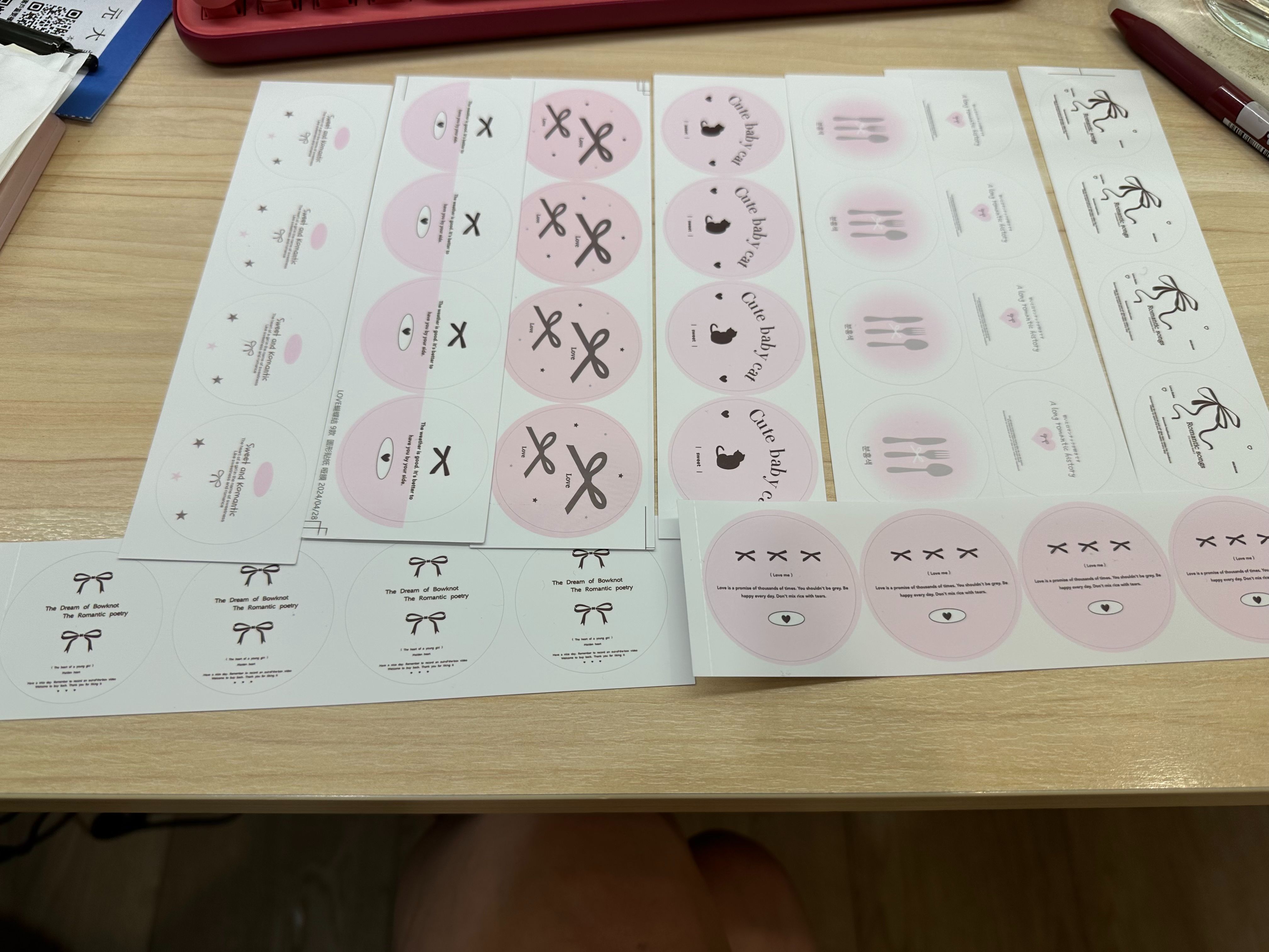 韓國蝴蝶結4cm圓形貼（1組36張）