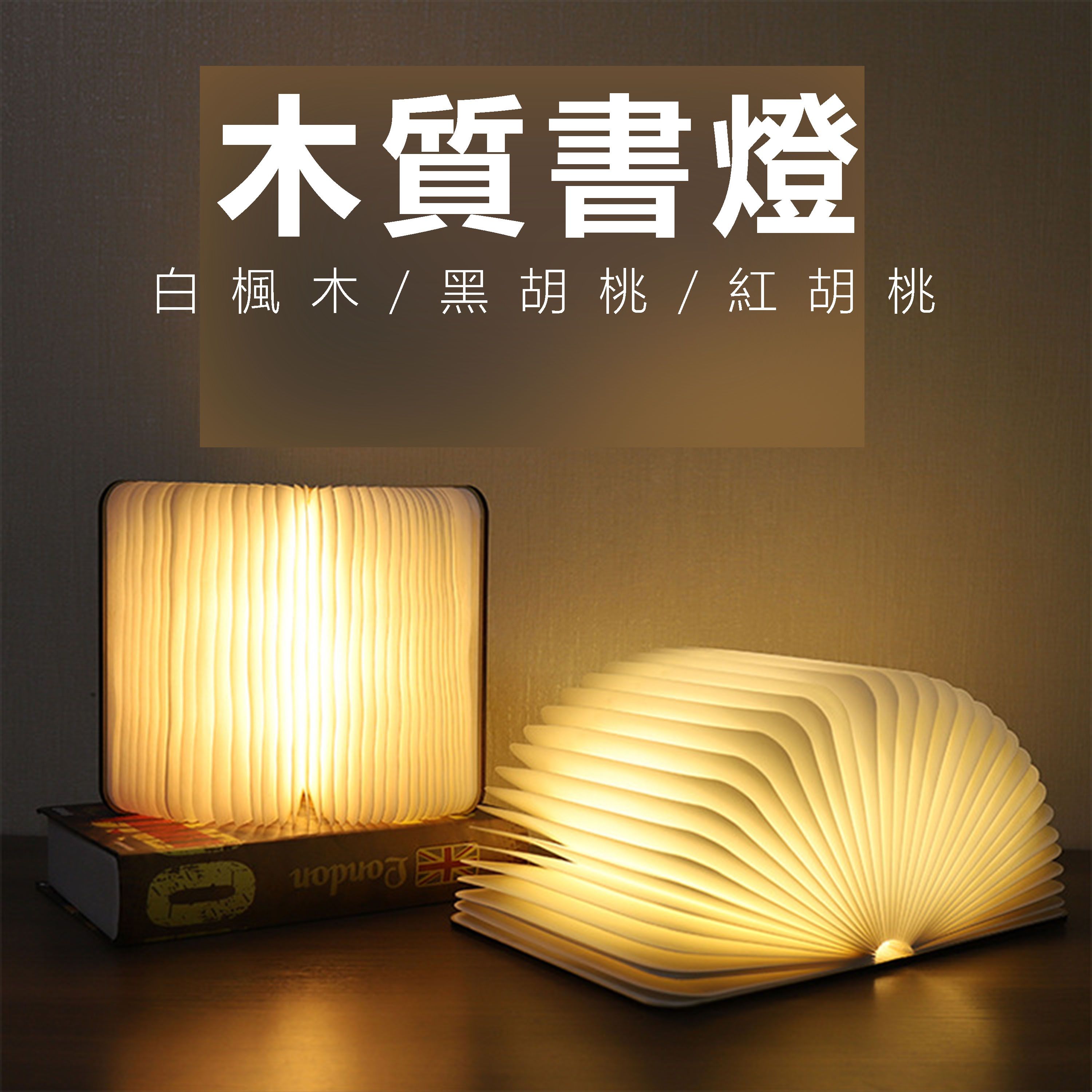 【B93】《現貨》木質書燈 type-c充電 即插即亮