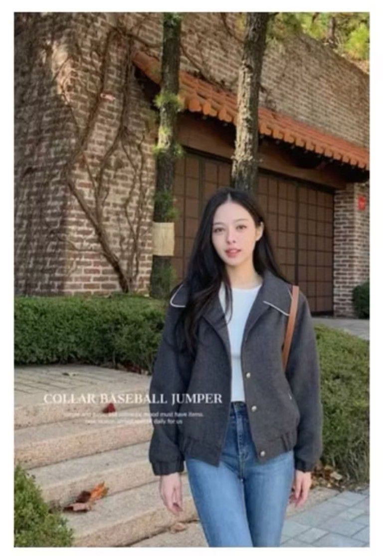 本期自留推薦˗ˏˋ♥ˎˊ˗RIGHT NOW滾白皮邊毛呢棒球外