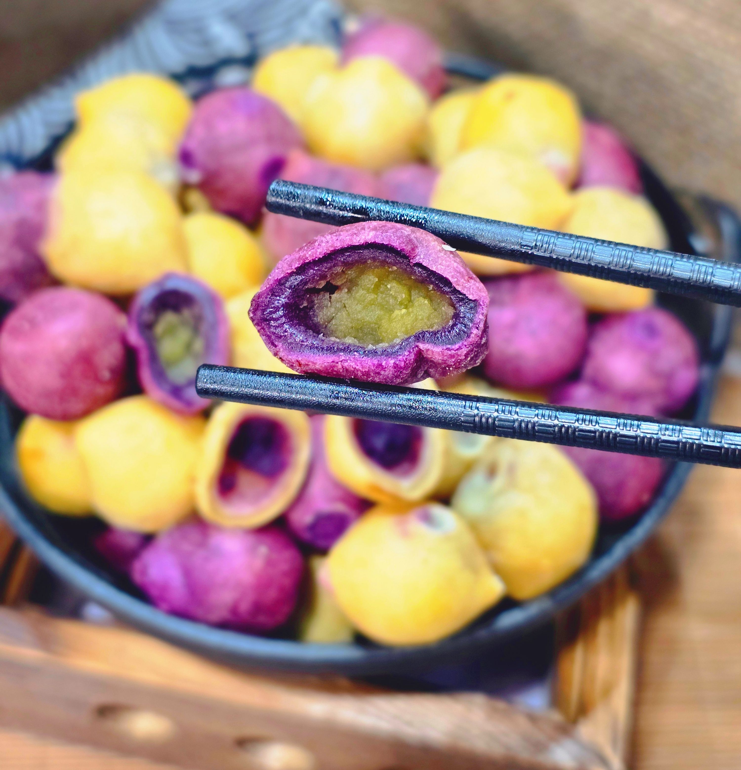 【圓和素鍋】雙色包餡地瓜球✨️全素✨️/冷凍炸物烤物/冷凍宅配/素食點心