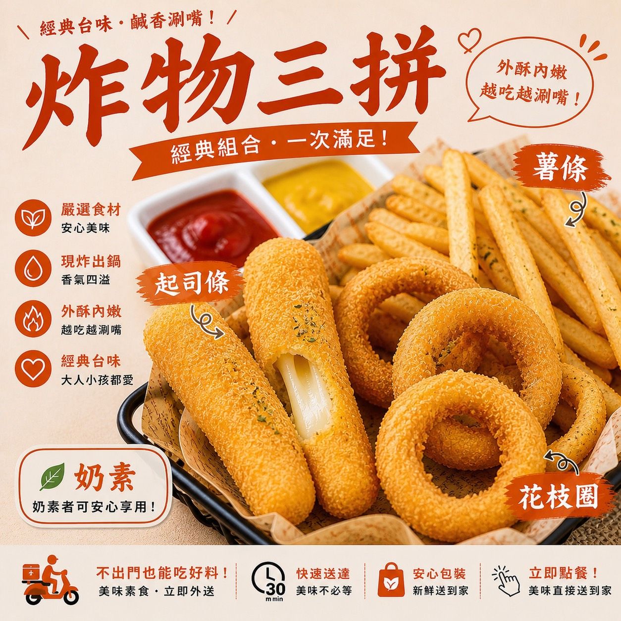 蔬炸時光-炸物三拼盤✨️奶素✨️【圓和素鍋】