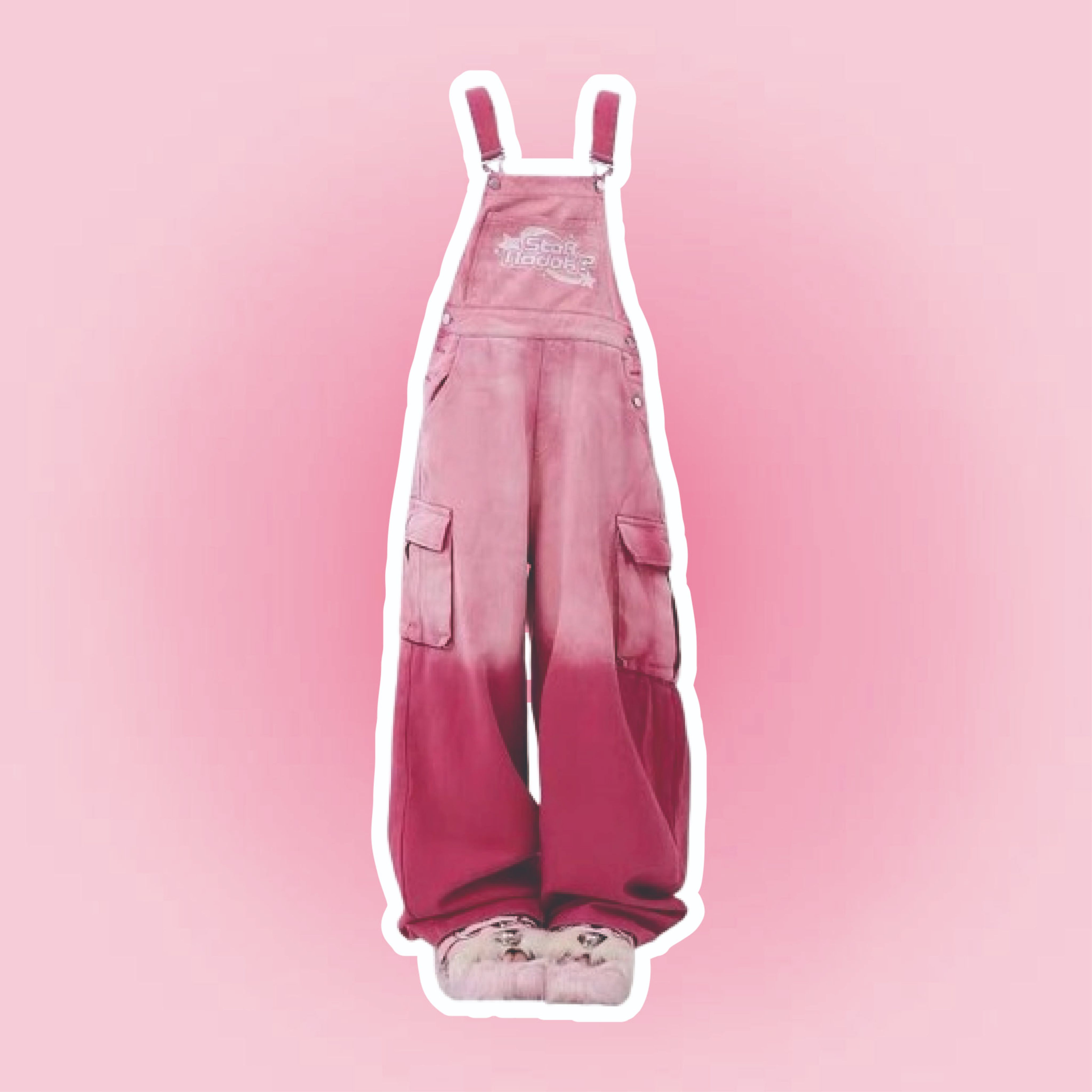 粉色漸變吊帶褲