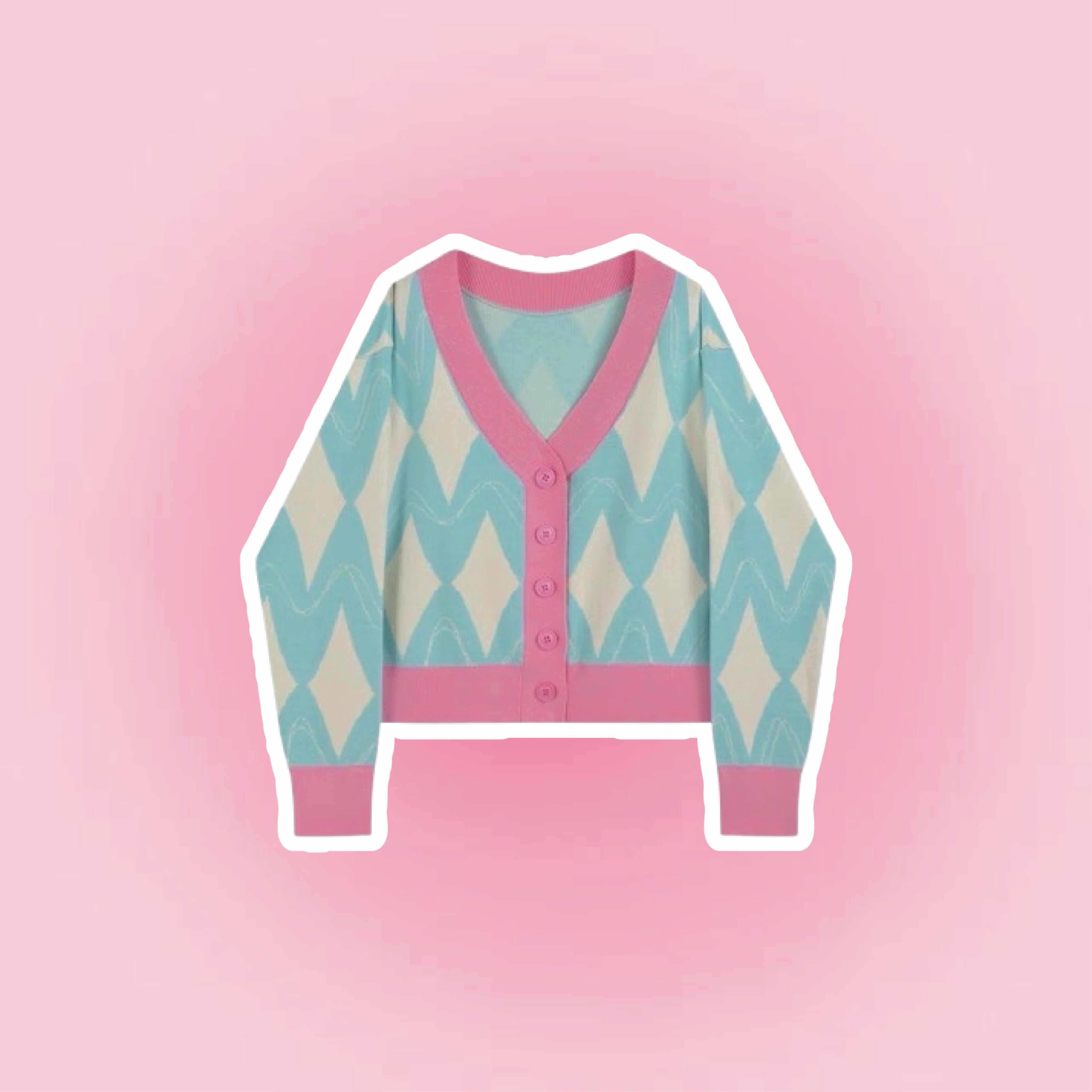 多巴胺菱格針織開衫毛衣