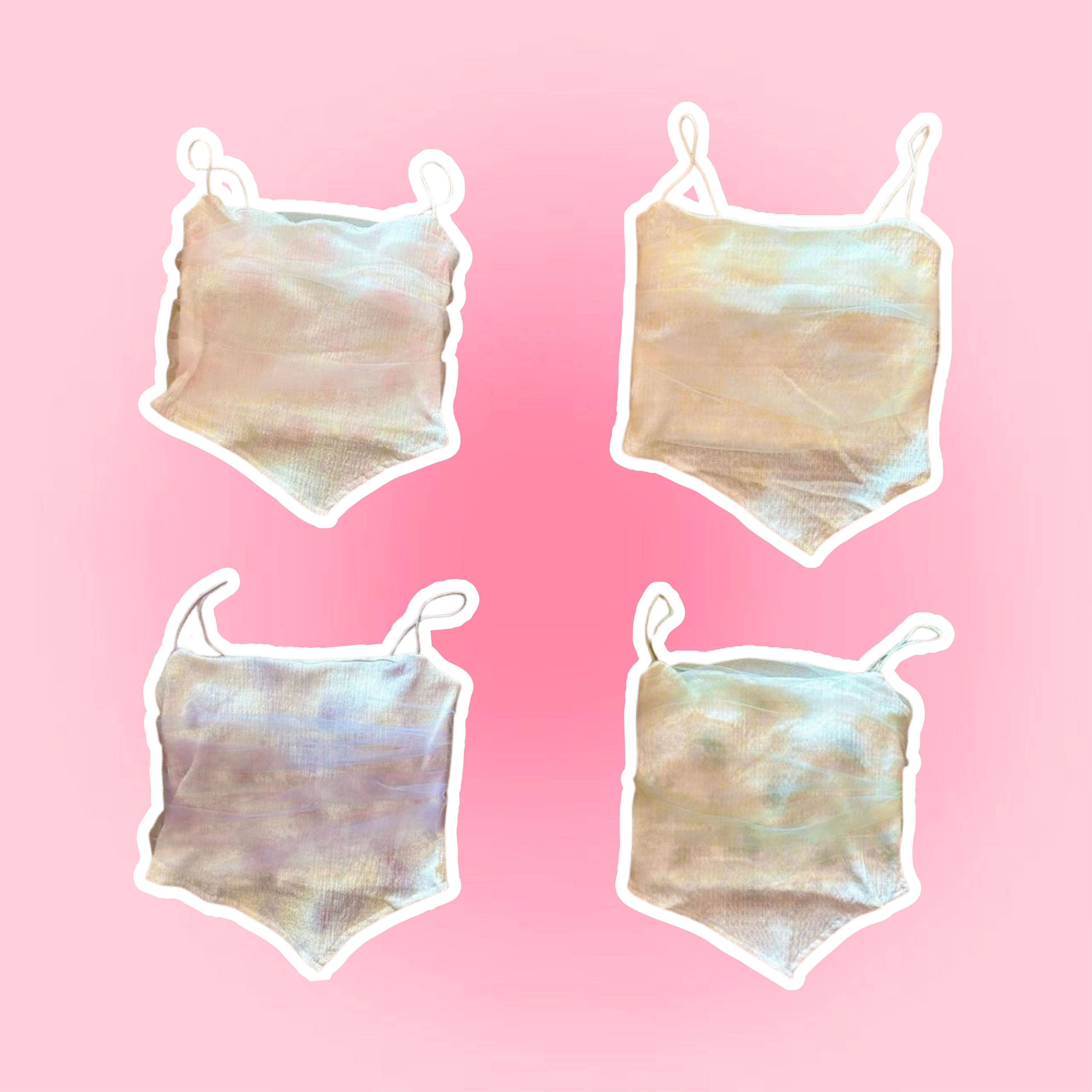 紮染網紗抹胸上衣（四色）