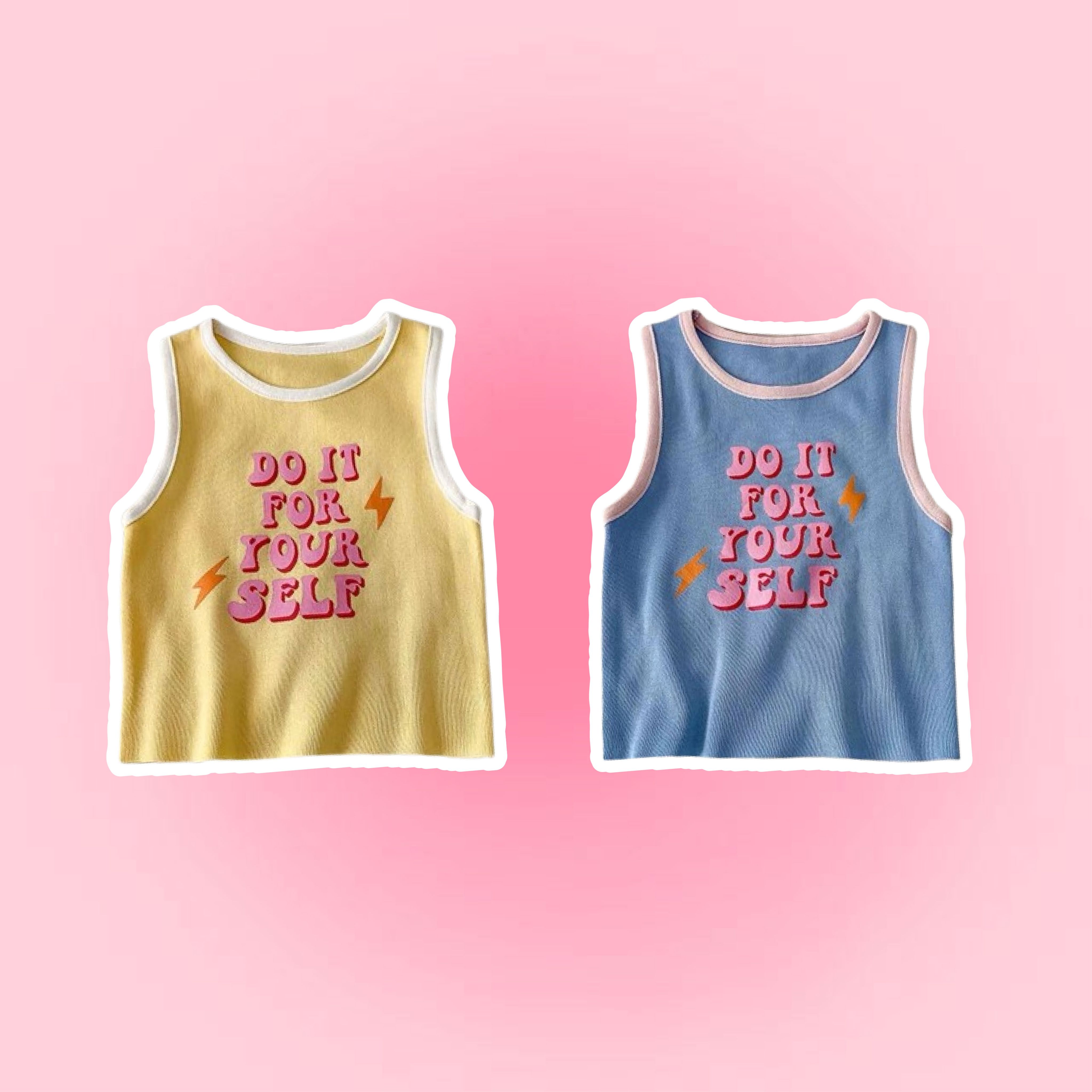 糖色字母無袖背心 （帶胸墊）