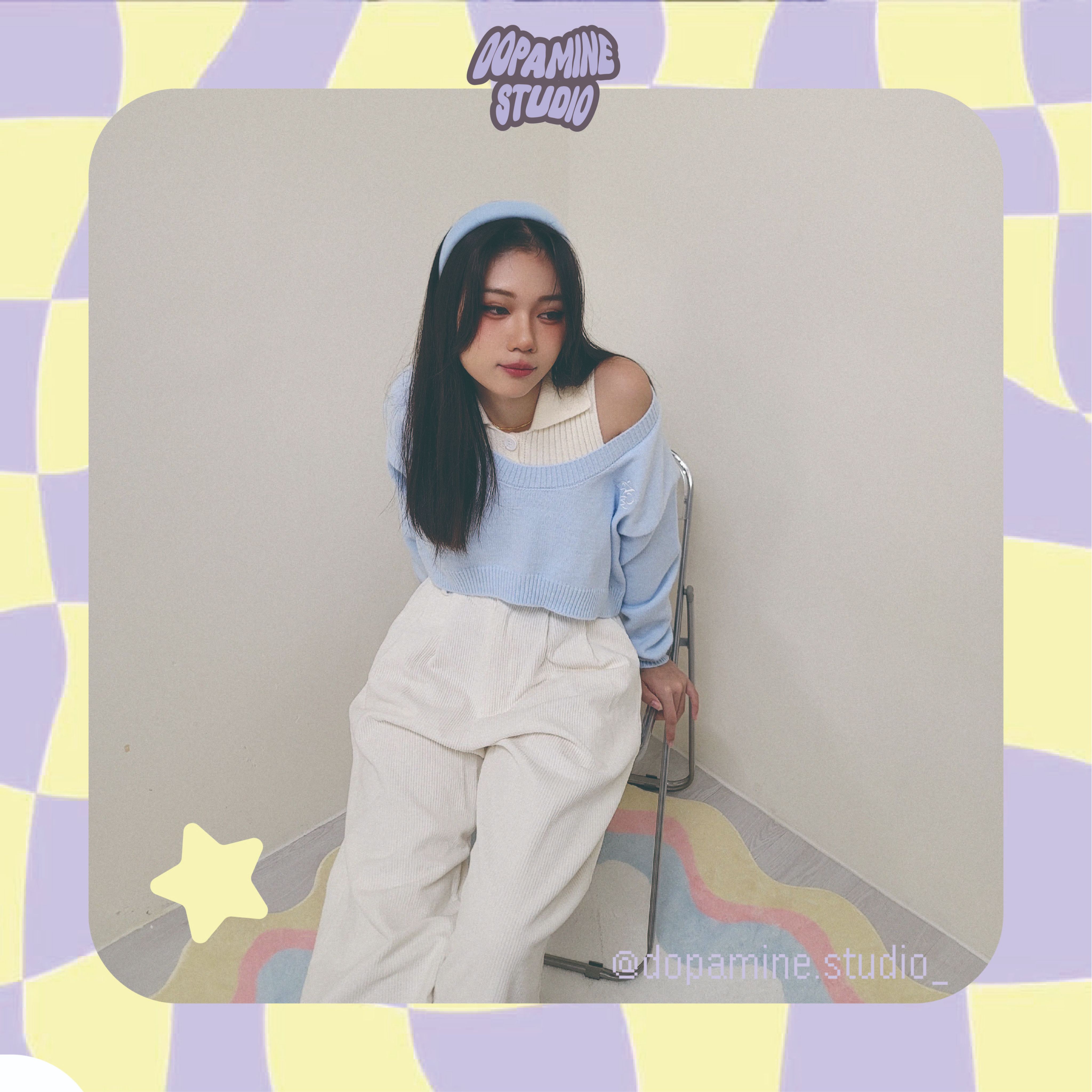 奶油汽水學院風針織衫兩件套 （藍） F