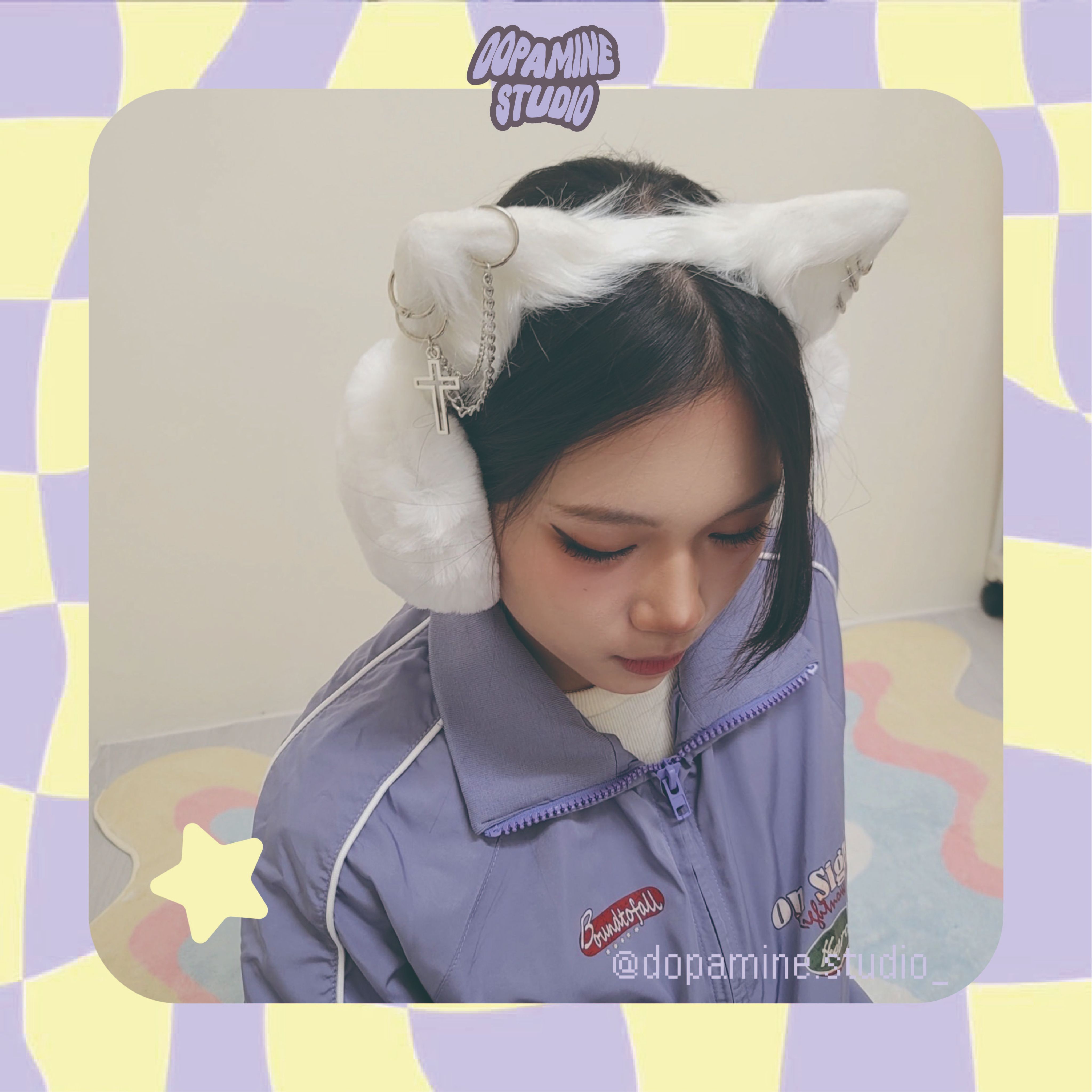 絨毛白色貓耳耳罩