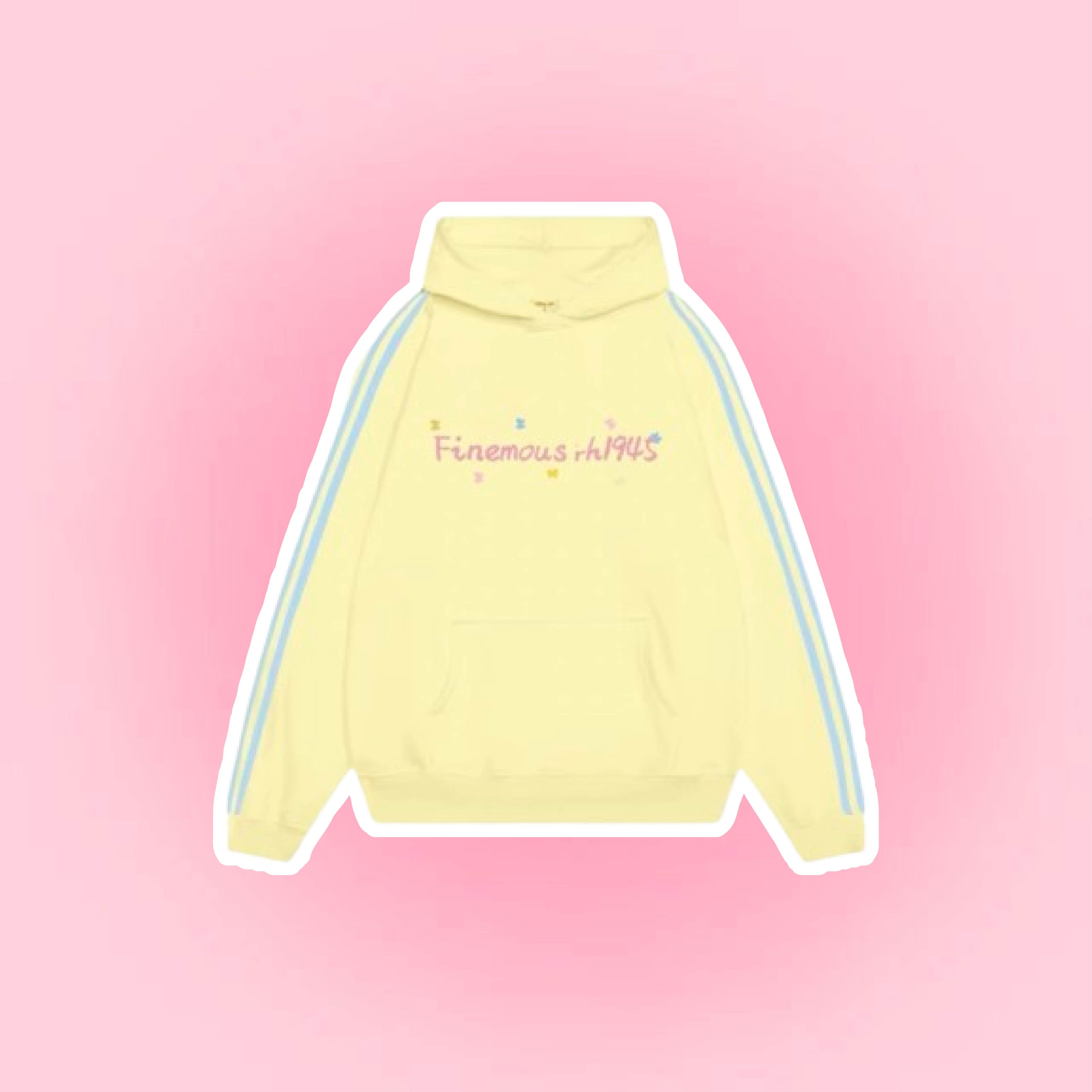 oversize重磅奶黃色印花帽T