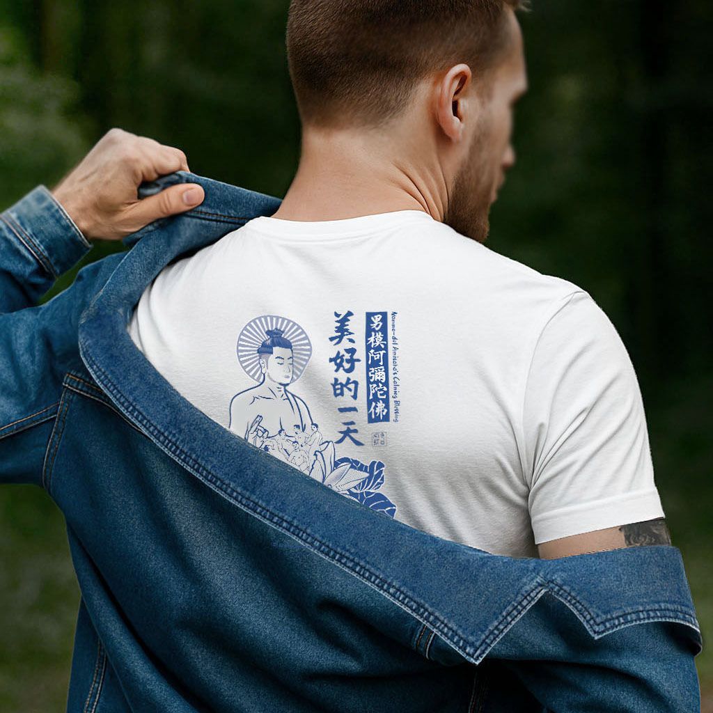 【男模阿彌陀佛】-白， 男/女， 厚磅短袖T-shirt