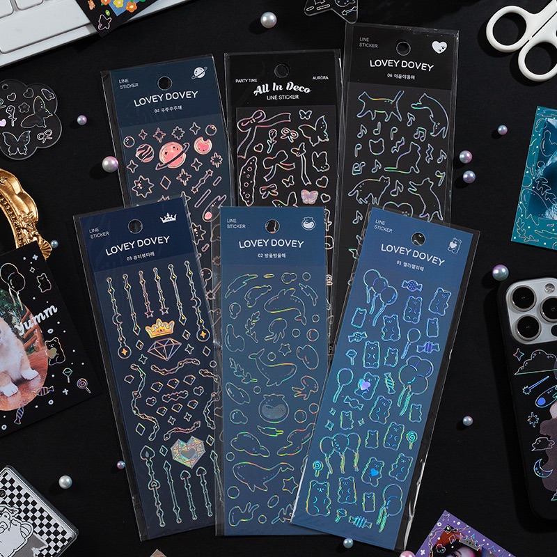 韓版 元素風格✨絢彩雷射 燙銀咕貼