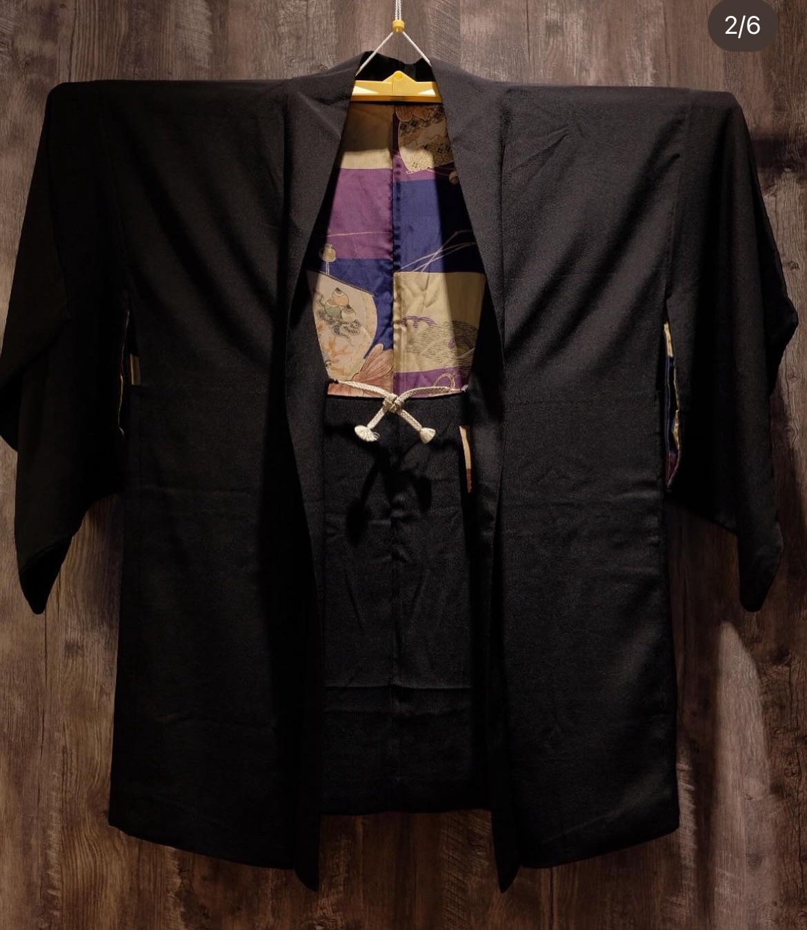 伊勢海老繪｜素黑家紋羽織（付羽織紐）