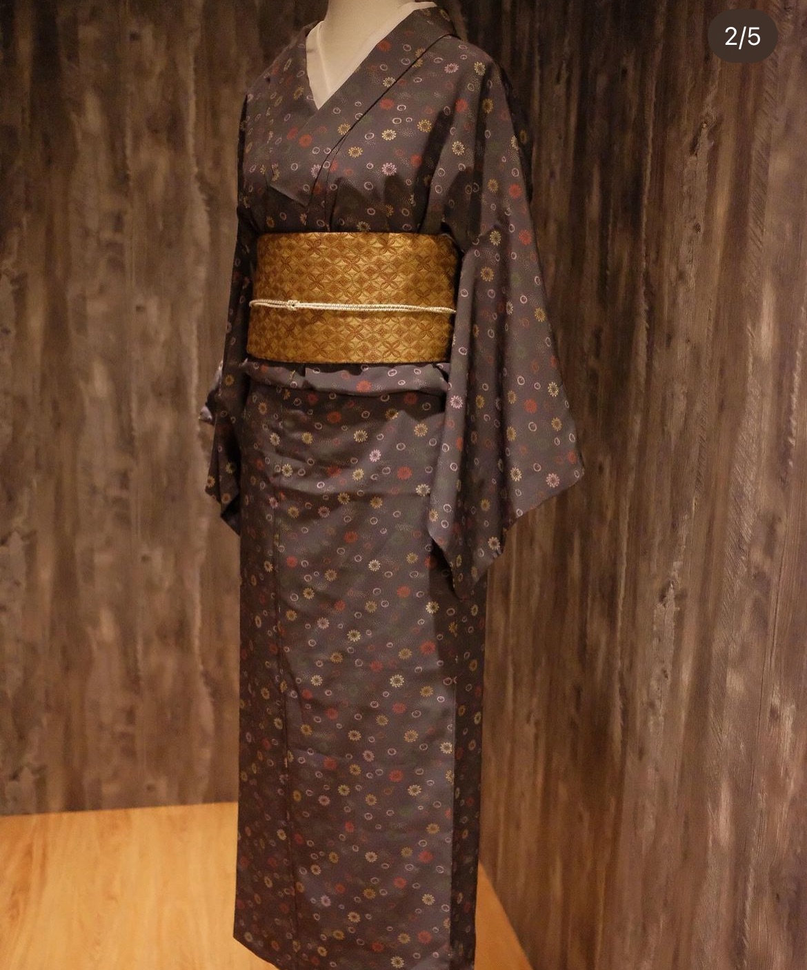 灰色泡泡向日葵小紋和服（不含腰帶配件）