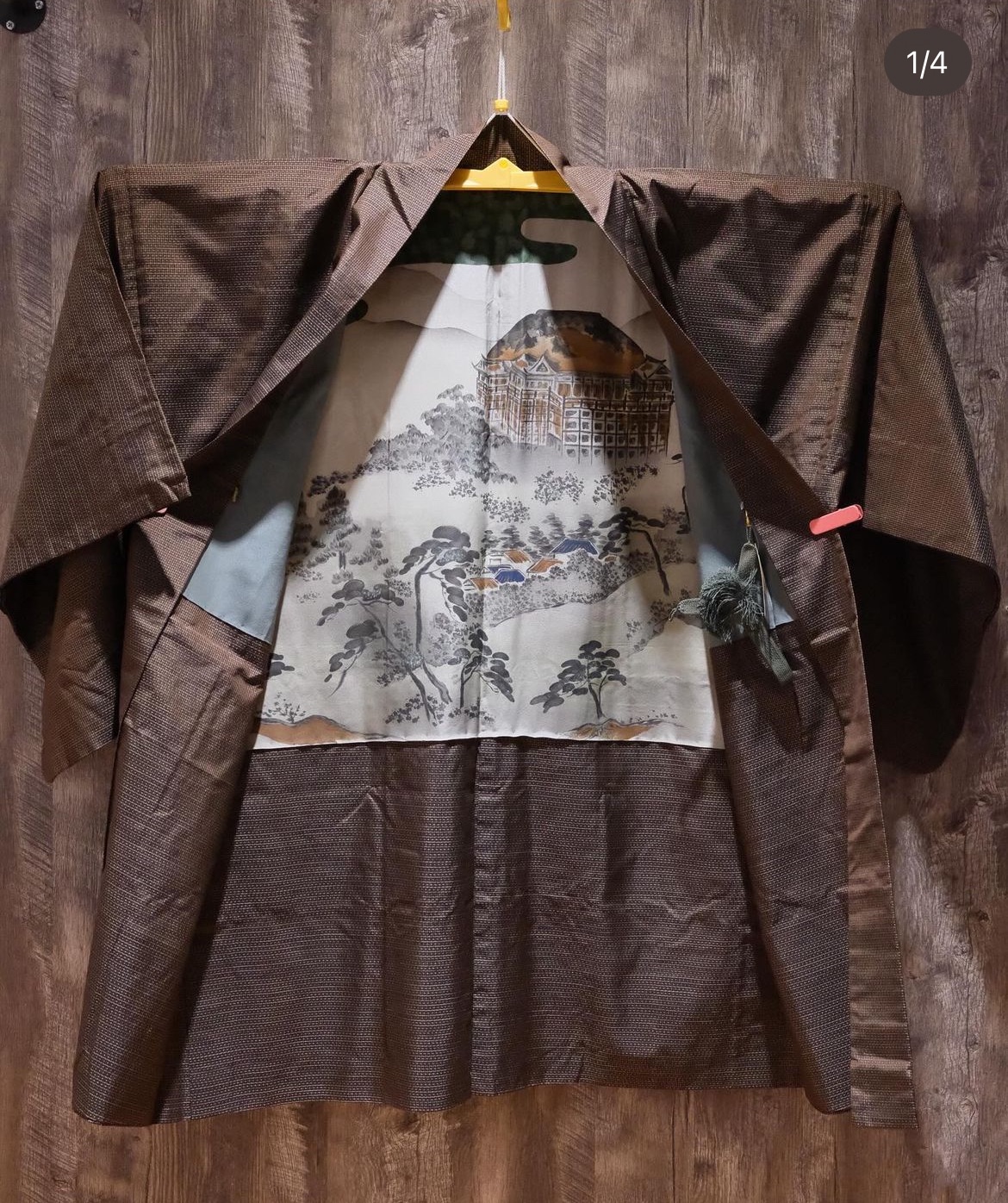 清水寺繪卷｜光澤感深棕男羽織（附羽織紐）